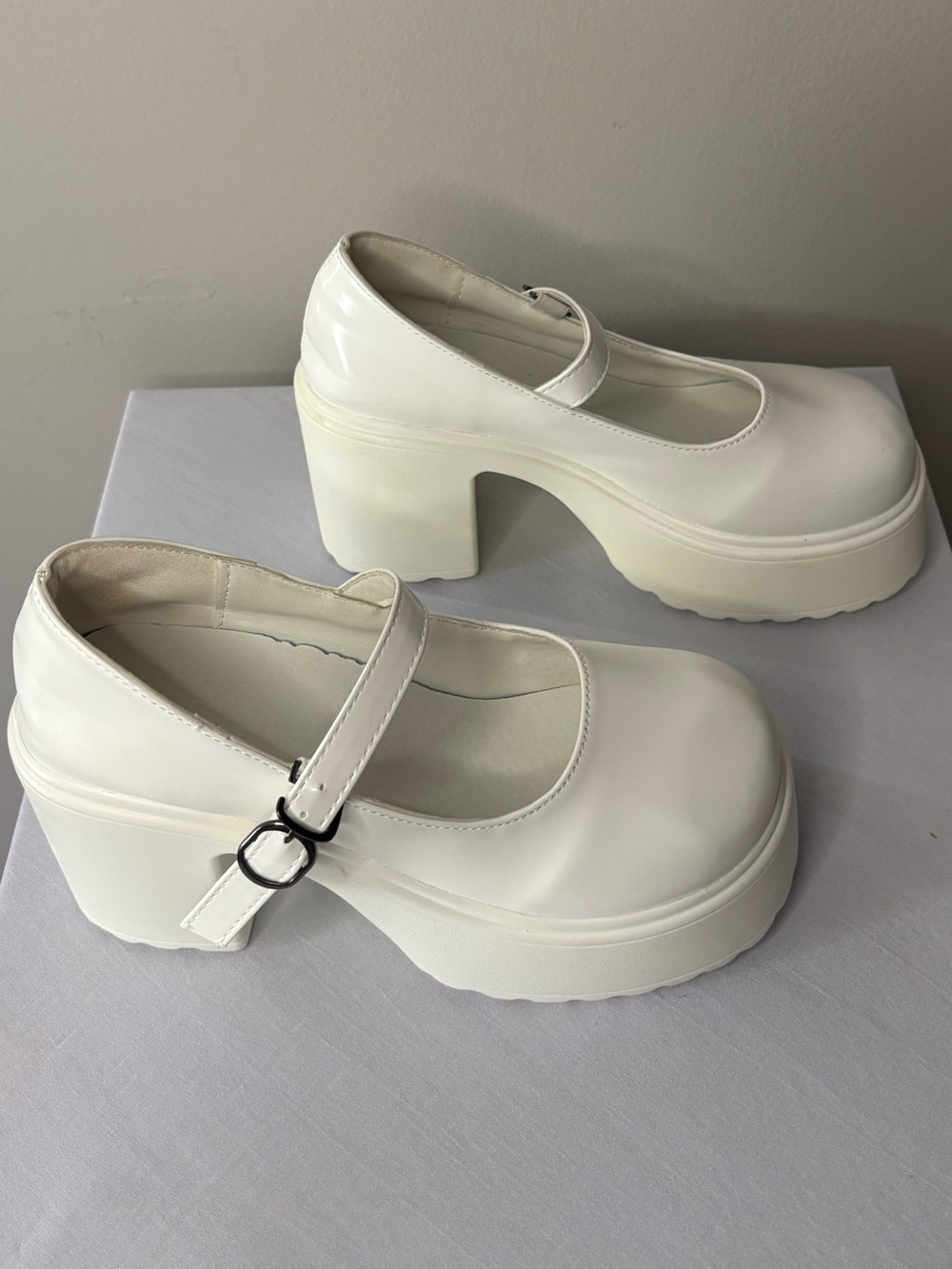 Platform Mary Jane Heels in Off-White